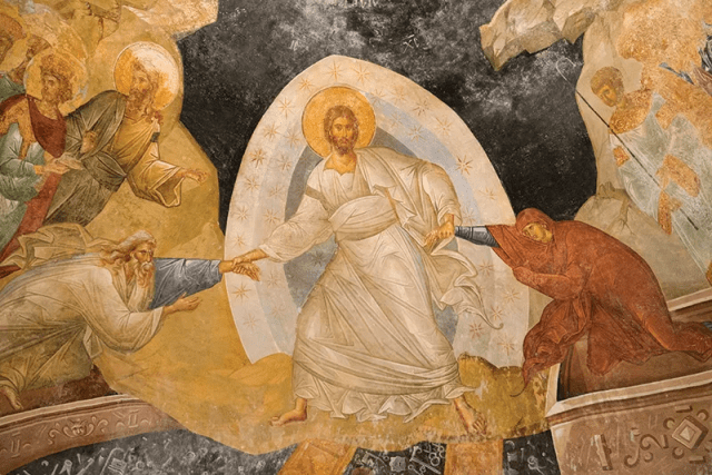 Llamada la Anastasis o la Resurrección, este fresco en la Iglesia de San Salvador de Cora, en Estambul, representa a Cristo sacando a Adán y a Eva de sus tumbas.