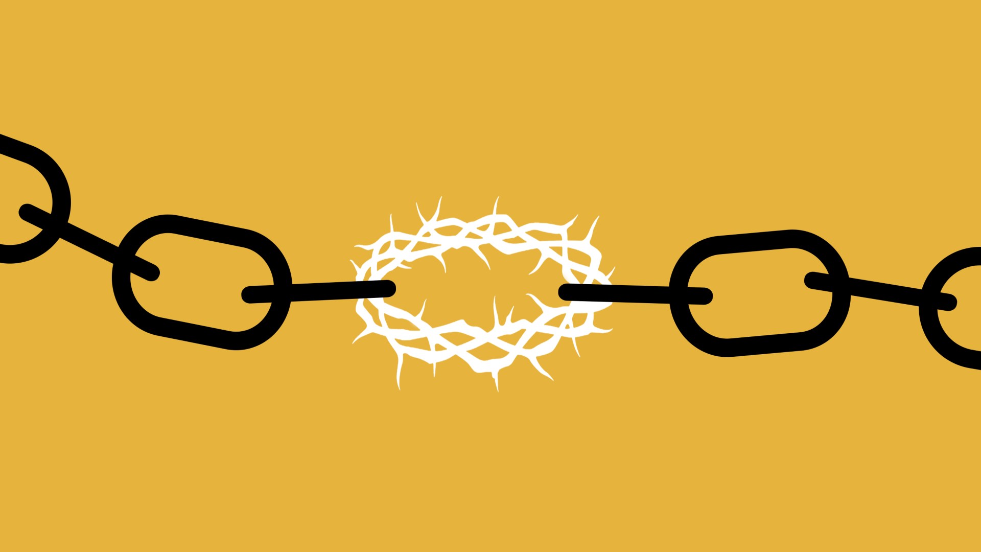 Una cadena con la corona de espinas figurando como eslabón central.