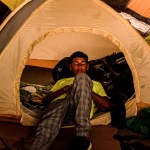Migrant people rest at the Paso Canoas refugee camp in Puntarenas, Costa Rica