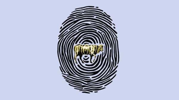 A fingerprint with a golden calf in it.