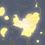 Light glowing through cracks.