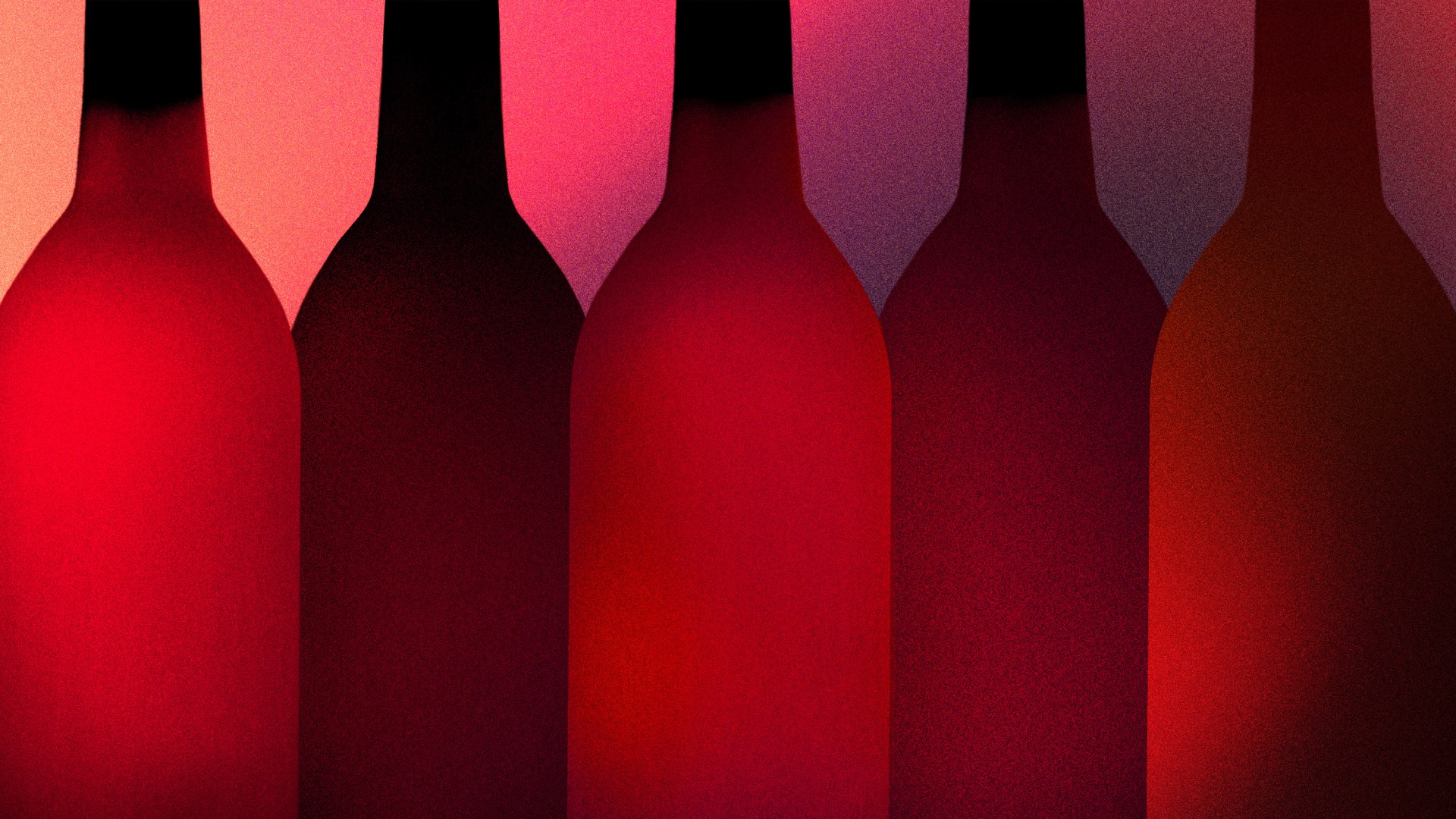 Several abstract wine bottles.